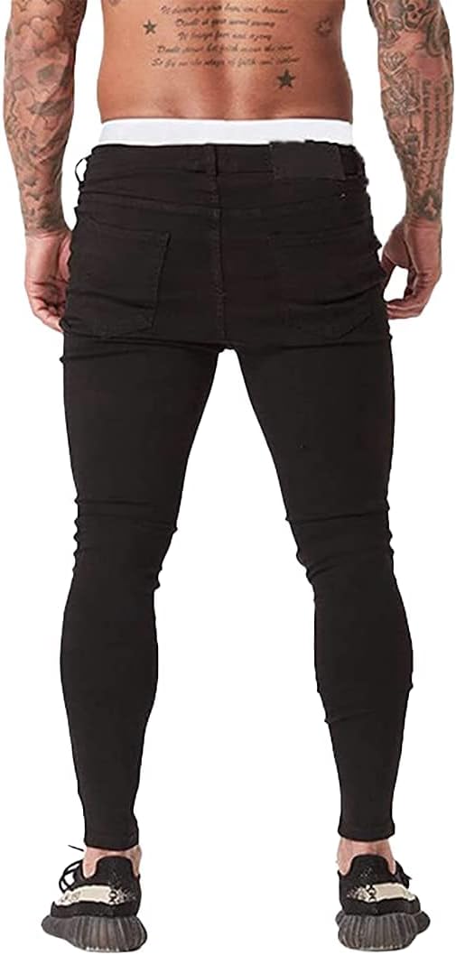 Ripped Skinny Jeans for Men Super Stretchy Distressed Slim Fit Fashionable Pants/ Jeans