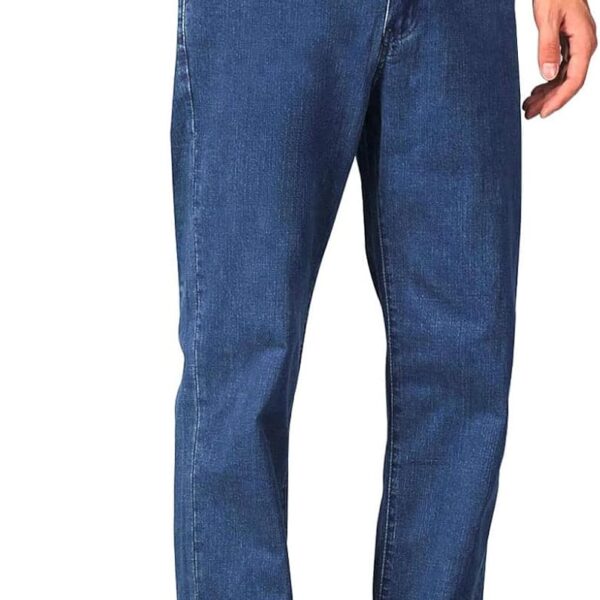Soojun Mens Elastic Waist Jeans Relaxed Fit with Zipper and Button/ Jeans