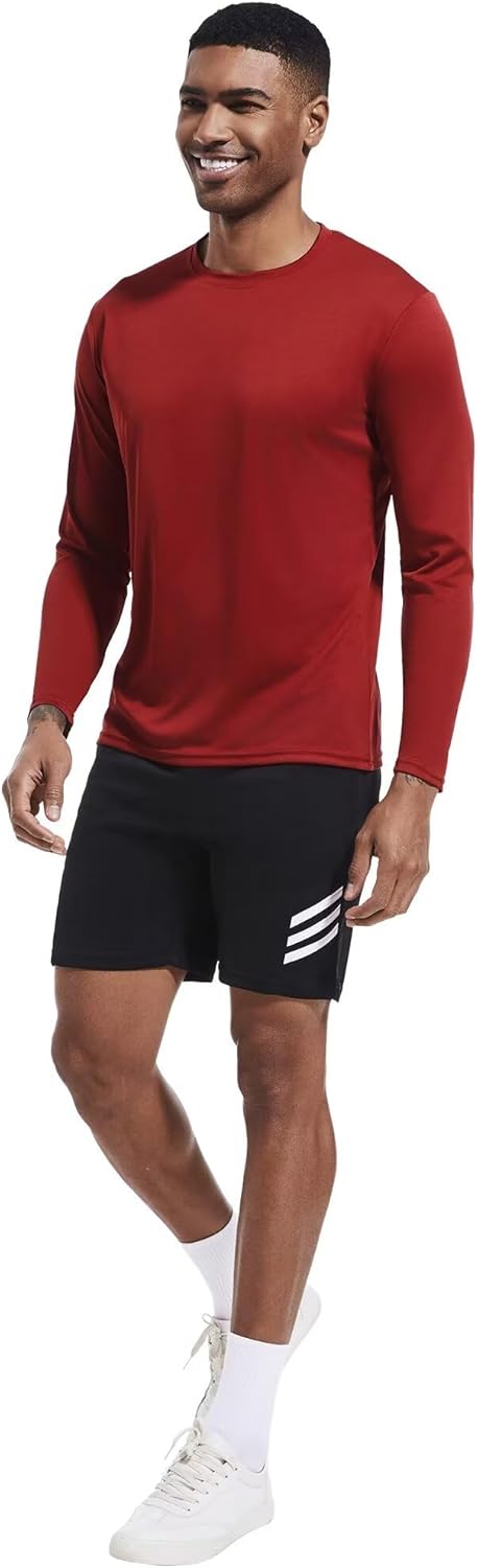 OYGSieg 6 Pack Long Sleeve Shirts for Men Moisture Wicking UPF SPF Sun Protection Tee Shirts Workout T Shirts Casual/ Mens T-Shirt