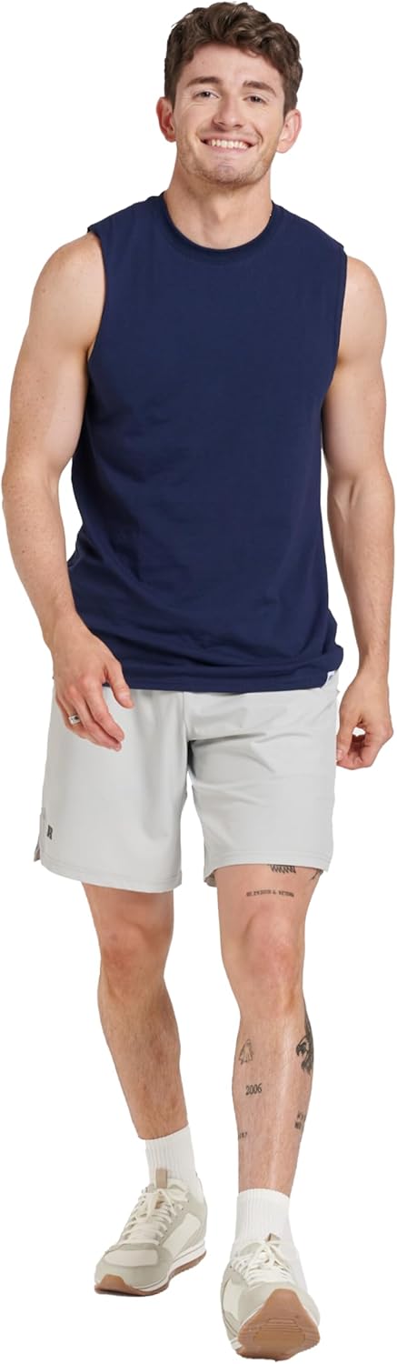 Russell Athletic Men's Dri-Power Cotton Blend Sleeveless Muscle Shirts, Moisture Wicking Odor Protection UPF 30+, Sizes S-4X/ Mens T-Shirt