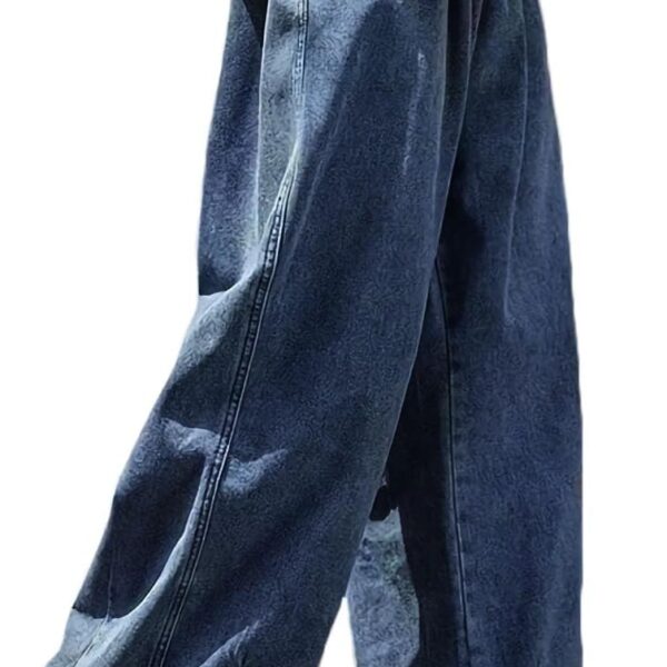 Nutriangee Men's Loose Wide Leg Jeans Straight Baggy Hip hop Streetwear Skateboard Denim Pants/ Jeans