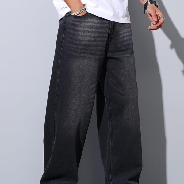 Mens Wide Leg Baggy Jeans Y2k Casual Fashion Loose Denim Pants Work Office Streetwear/ Jeans