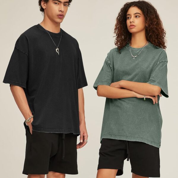 Flygo 3 Pack Men Oversized T Shirts Acid Washed Unisex Tee Loose Fit Short Sleeve Casual Streetwear Baggy Basic Tops/ Mens T-Shirt