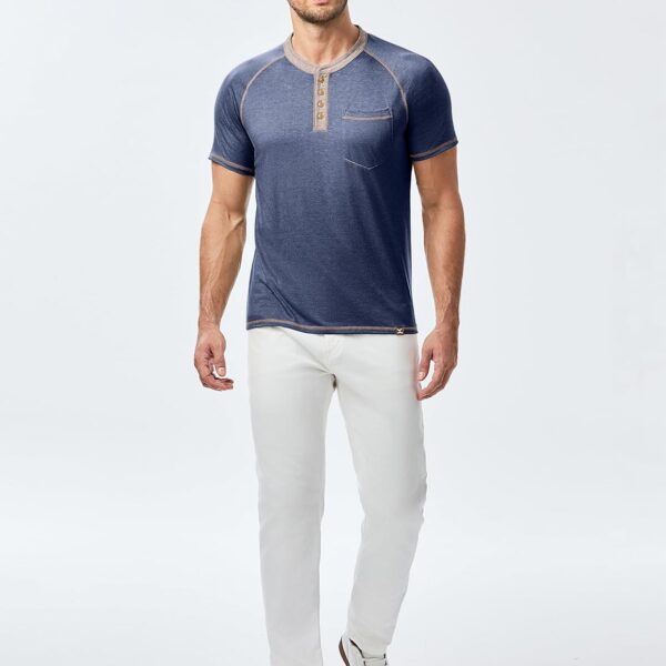 JMIERR Men's Henley Long/Short Sleeve T-Shirt Stretch Cotton Casual Pullover Tee Shirts with Pockets/ Mens T-Shirt