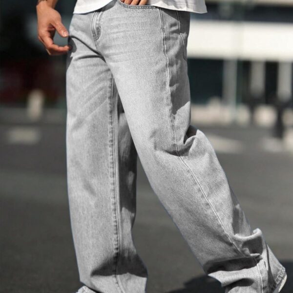 Verdusa Men's High Waist Loose Jeans Baggy Straight Leg Denim Pants Trousers/ Jeans