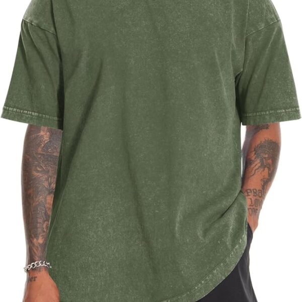 Oversized Tshirts for Men Short Sleeve Vintage Washed Basic Loose Tees/ Mens T-Shirt