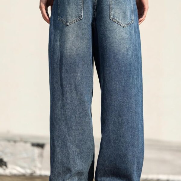 Men's Baggy Hip Hop Jeans Wide Leg Skater Denim Pants Casual Loose Fit Long Trousers Streetwear/ Jeans