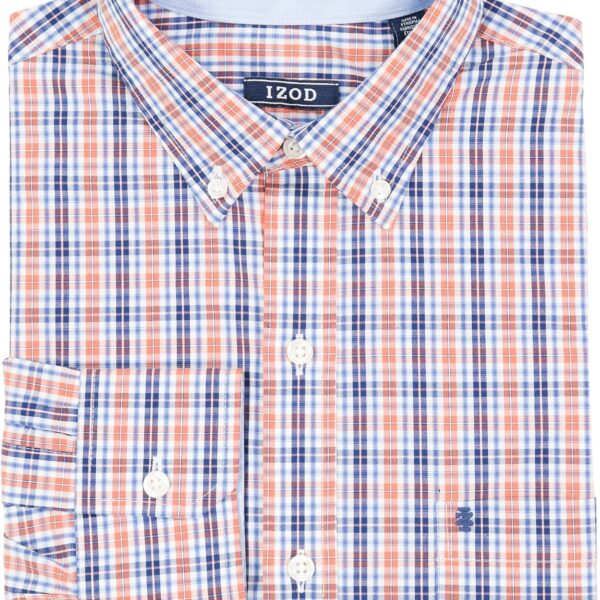 IZOD Men's Big and Tall Performance Comfort Long Sleeve Plaid Button Down/ Mens T-Shirt